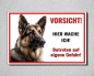 Preview: Hundeschild „Hier wache ich“ – Deutscher Schäferhund Portrait – Aluminium - Verbund Weiß M3