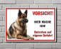 Preview: Achtung Hund Schild Deutscher Schäferhund – Hundeschild aus Aluverbund Weiß – M4