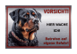 Preview: Hundeschild Rottweiler - Hier wache ich - Warnschild Hund aus Aluverbund Silber gebürstet - M1