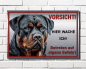 Preview: Hundeschild Rottweiler - Hier wache ich - Betreten auf eigene Gefahr - Warnschild Hund aus Aluverbund in Edelstahl Optik - M2