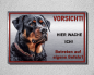 Preview: Hundeschild Rottweiler - Hier wache ich - Warnschild Hund aus Aluverbund Silber gebürstet - M1