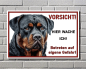 Preview: Hundeschild - Warnschild „Hier wache ich" – Rottweiler aus Aluverbund Weiß M2